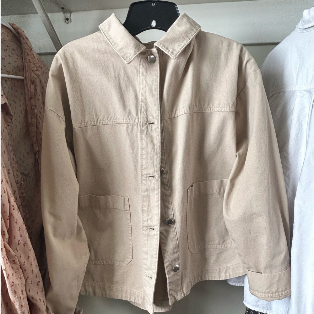NWOT zara cotton canvas shirt jacket (size m)